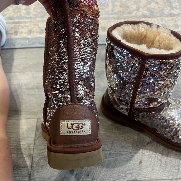 Sequin Gold Low (1-1.9 in) Heel Height Boots for Women - Picture 4 of 7